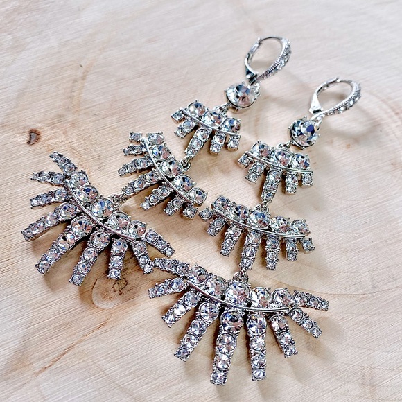 Givenchy Silver Crystal Tiered Chandelier Earrings - Picture 12 of 12